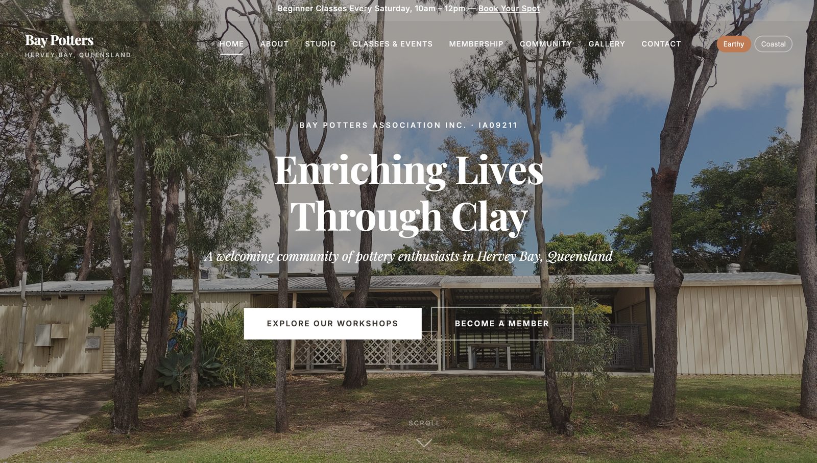 Bay Potters Hervey Bay community pottery group website preview
