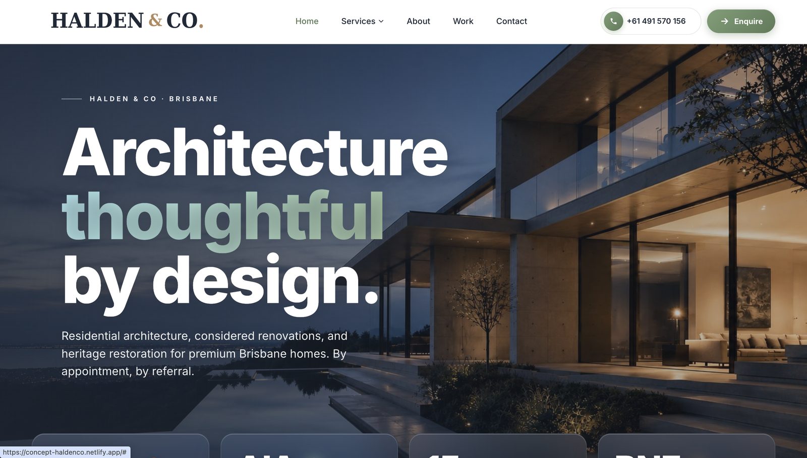Architecture thoughtful by design — Halden & Co concept website preview