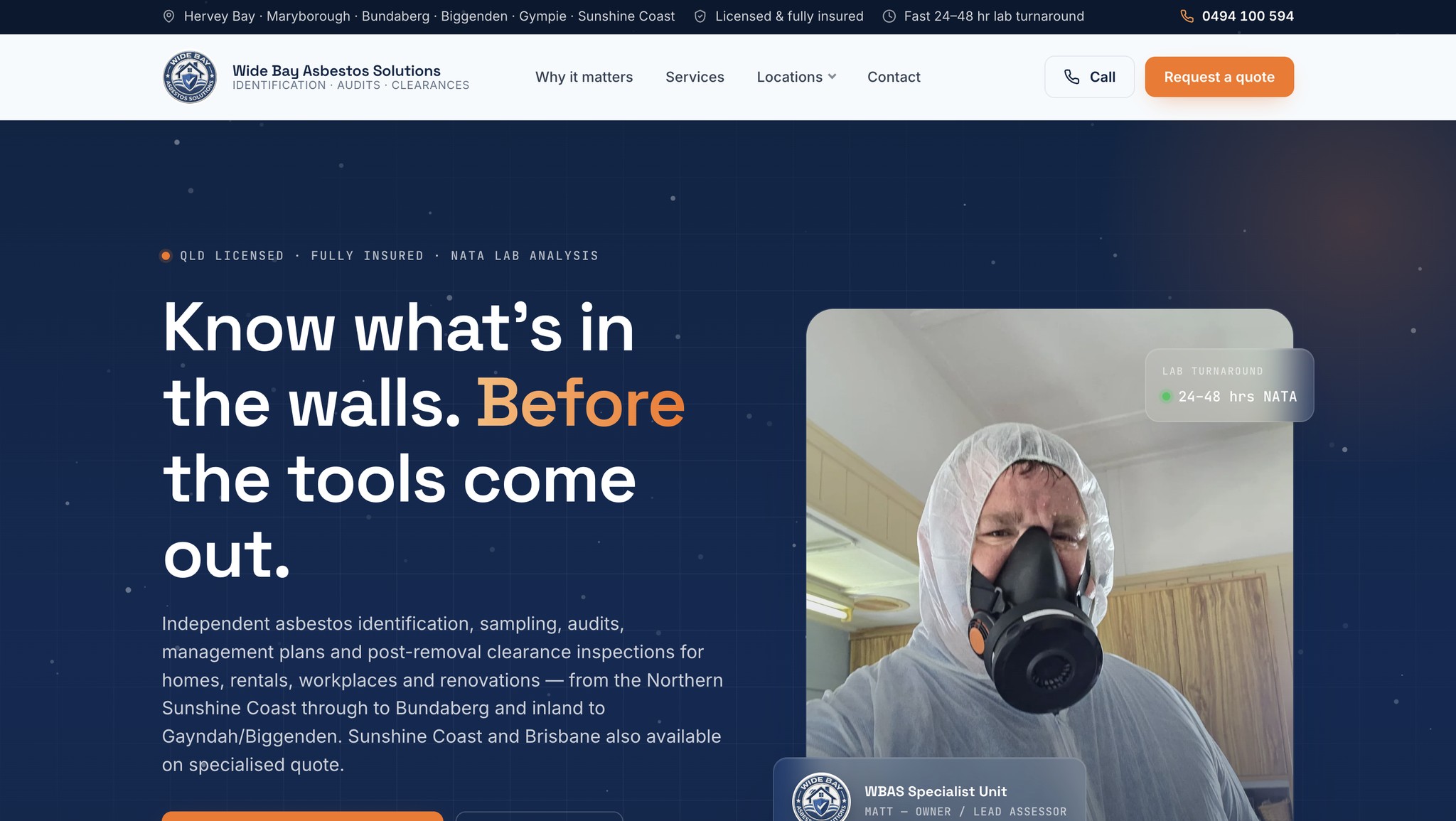Wide Bay Asbestos Solutions website preview