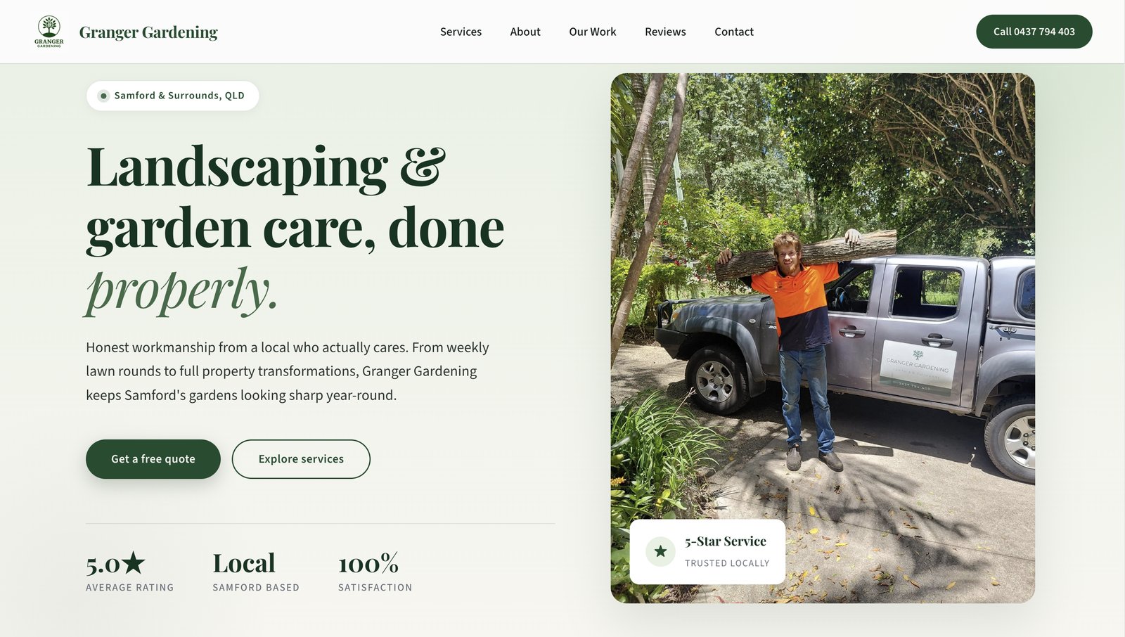 Granger Gardening website preview